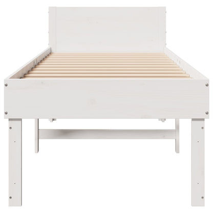 Bed Frame without Mattress Solid Wood Pine White 75 cm
