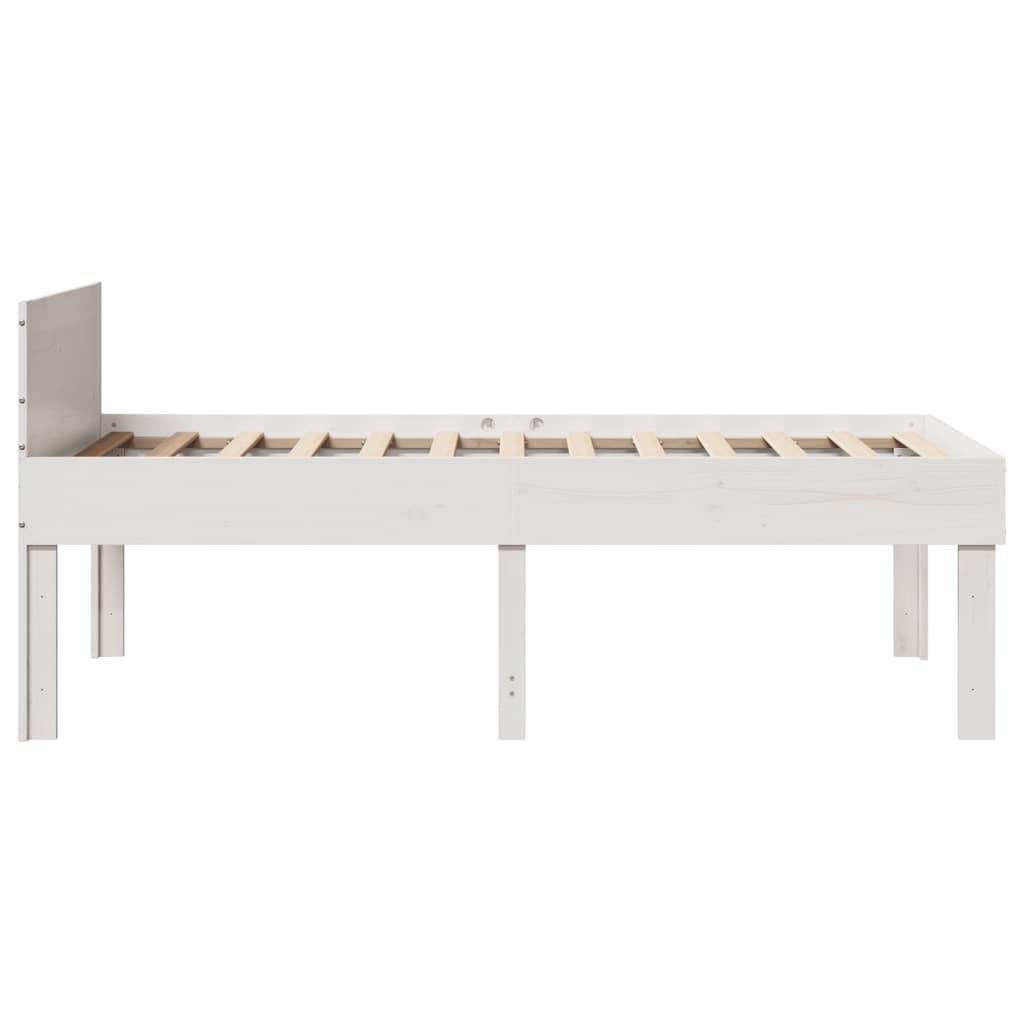 Bed Frame without Mattress Solid Wood Pine White 75 cm