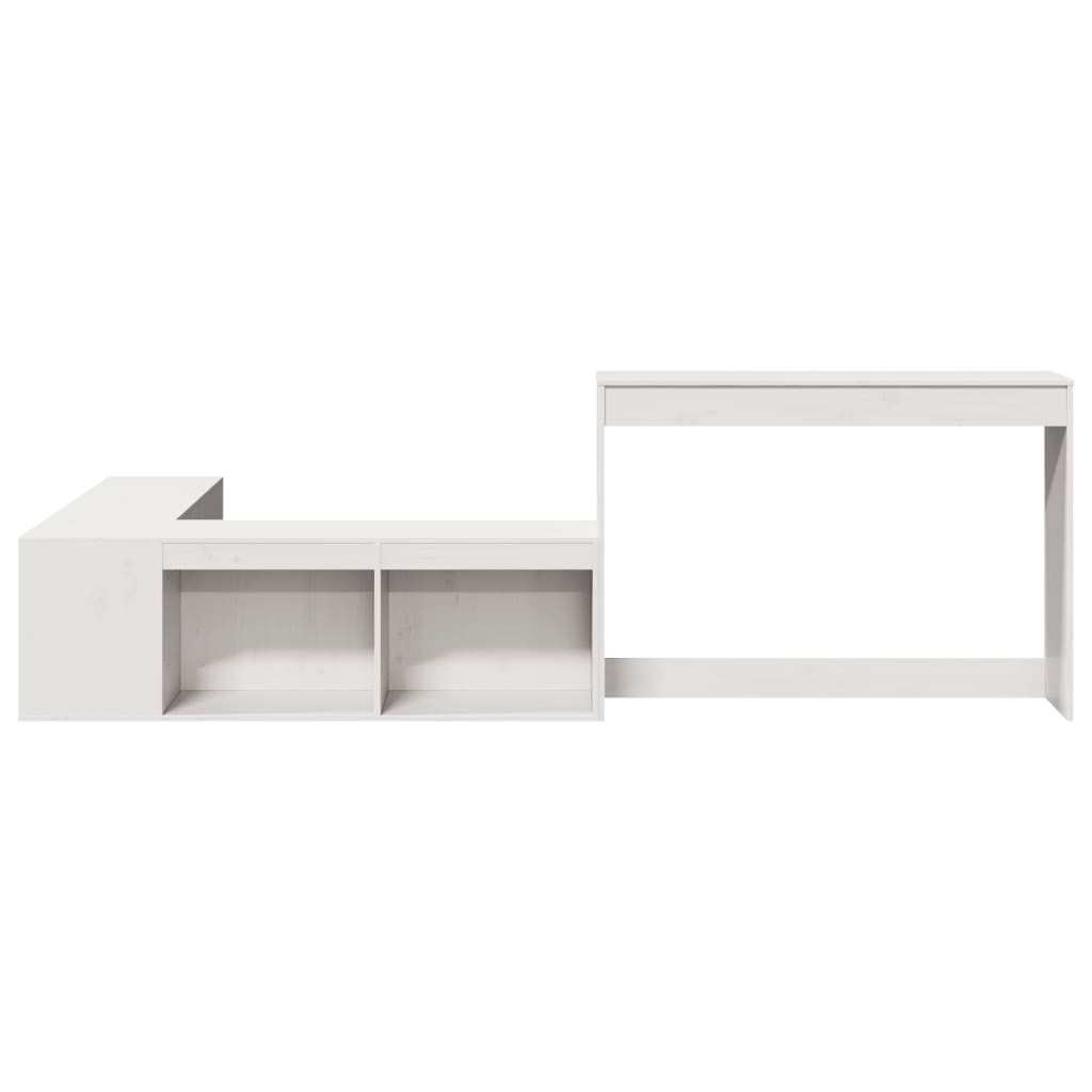 Bedside Cabinet with Desk Solid Wood Pine White 232 cm 122 cm
