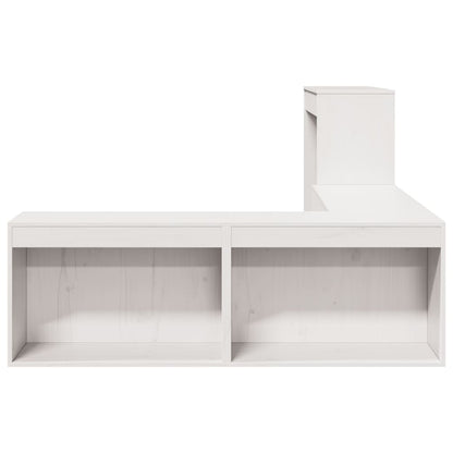 Bedside Cabinet with Desk Solid Wood Pine White 232 cm 122 cm