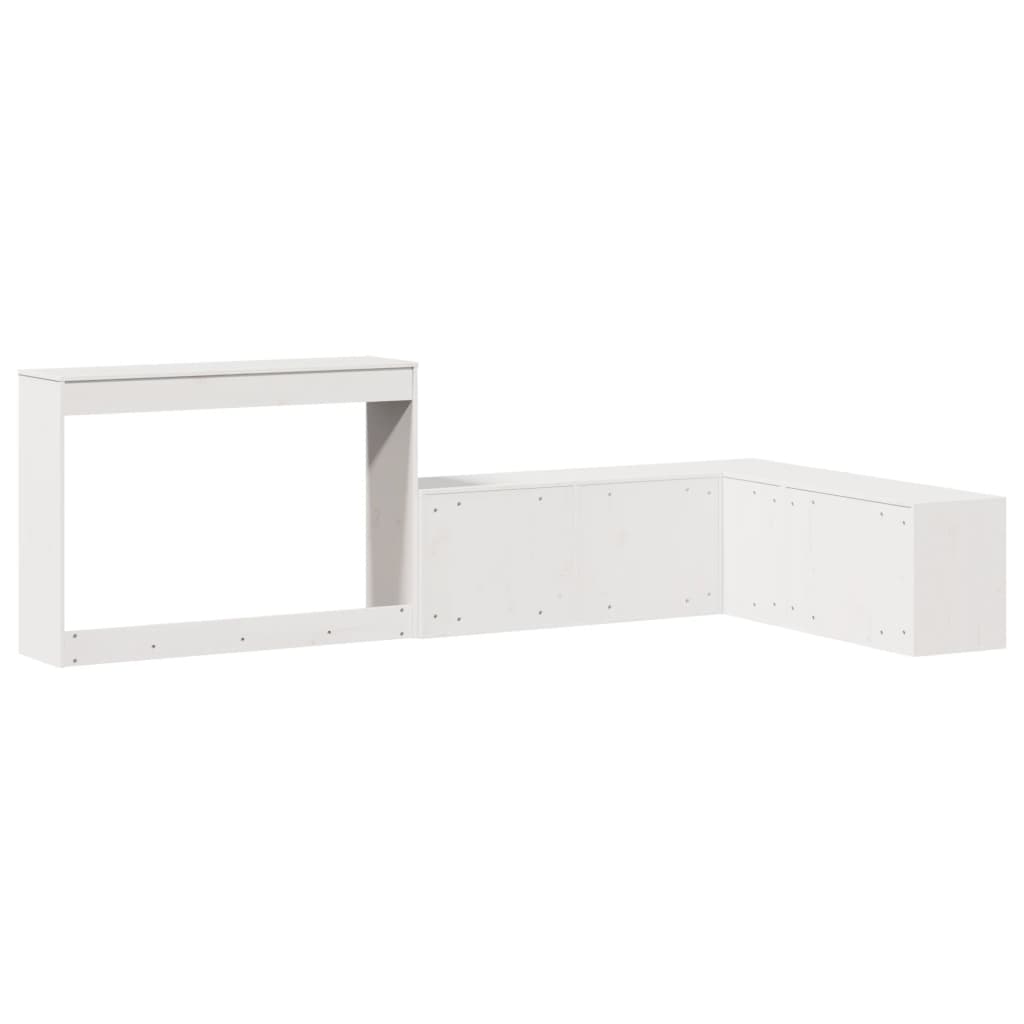 Bedside Cabinet with Desk Solid Wood Pine White 232 cm 122 cm