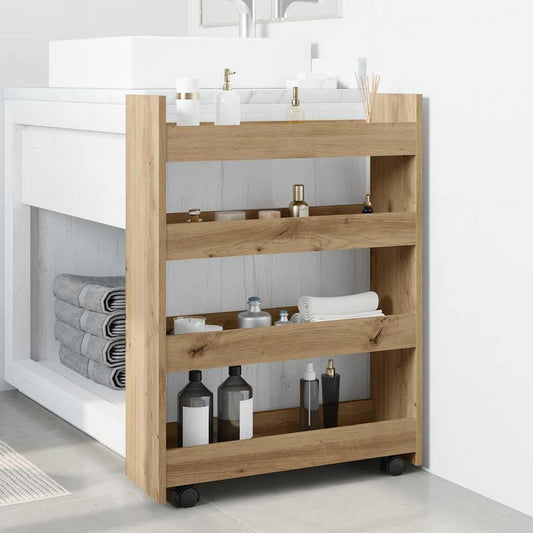 Narrow Storage Trolley 4 Tier Engineered Wood Artisian oak