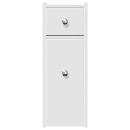 Narrow Bathroom Cupboard with Wheels Engineered Wood White