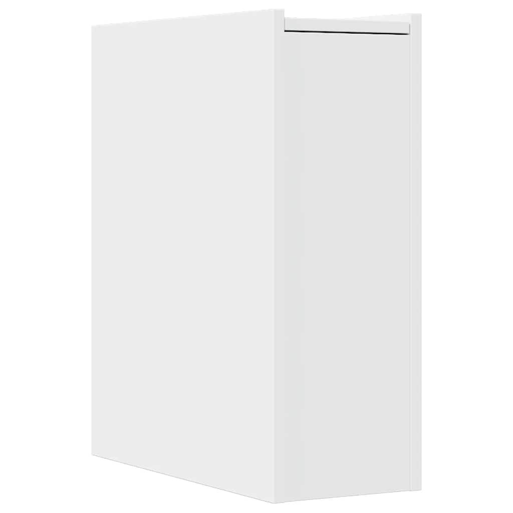 Narrow Bathroom Cupboard with Wheels Engineered Wood White