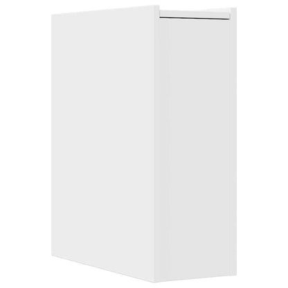 Narrow Bathroom Cupboard with Wheels Engineered Wood White