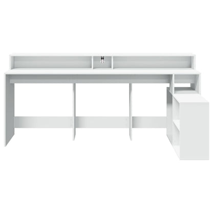 vidaXL Desk with LED Lights White 200x104x91 cm Engineered Wood 6