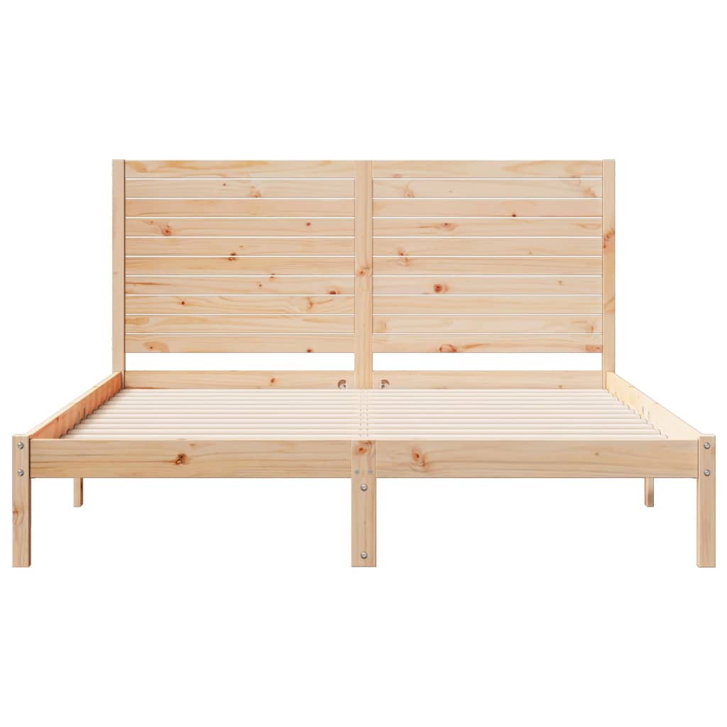 Extra Long Bed Frame without Mattress Solid Wood Length 210 cm Natural 140 cm