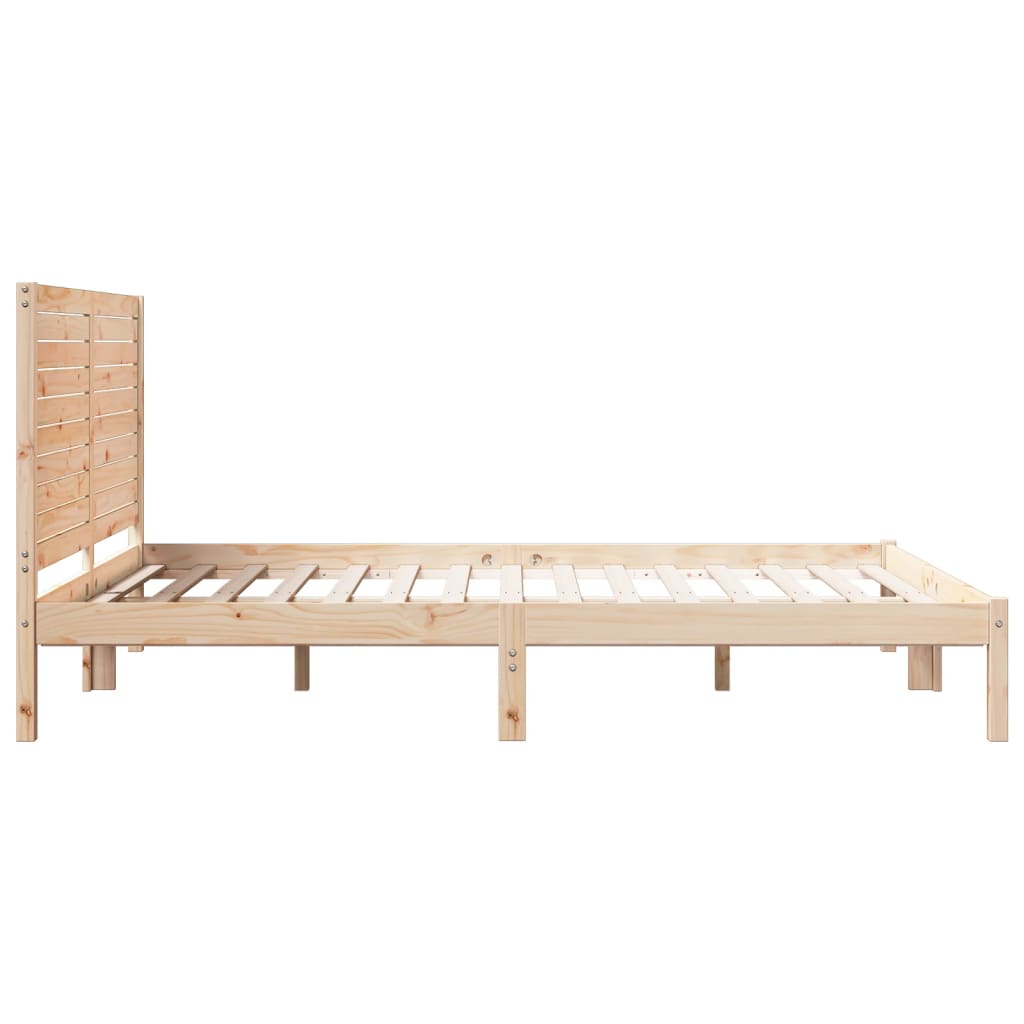 Extra Long Bed Frame without Mattress Solid Wood Length 210 cm Natural 140 cm