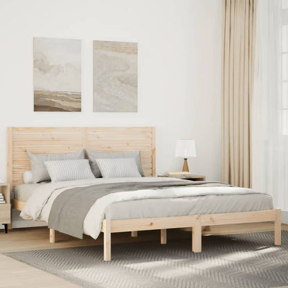 Extra Long Bed Frame without Mattress Solid Wood Length 210 cm Natural 140 cm