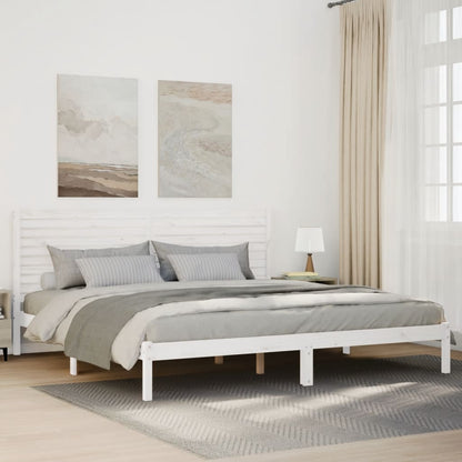Extra Long Bed Frame without Mattress Solid Wood Length 210 cm White 180 cm