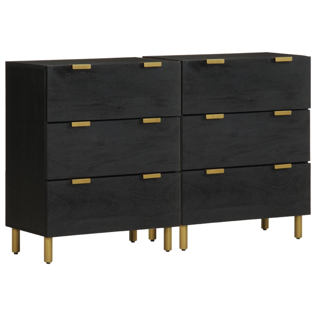 vidaXL Sideboards 2 pcs Black 60x33x75 cm Engineered Wood 1