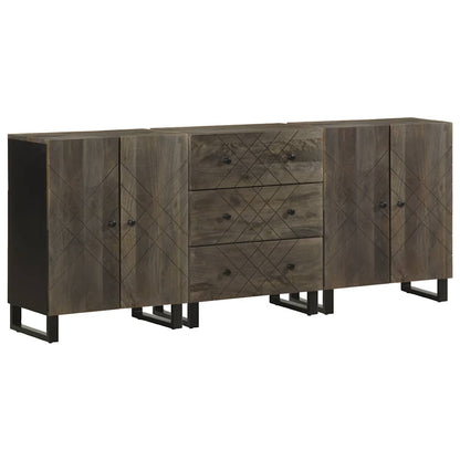 vidaXL 3 Piece Sideboards Black 60x33x75 cm Solid Wood Mango 1