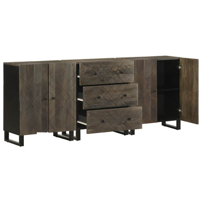 vidaXL 3 Piece Sideboards Black 60x33x75 cm Solid Wood Mango 4