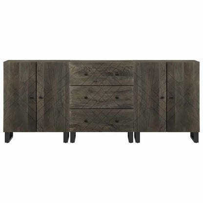 vidaXL 3 Piece Sideboards Black 60x33x75 cm Solid Wood Mango 5