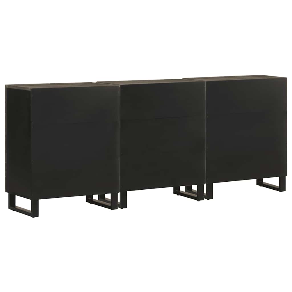 vidaXL 3 Piece Sideboards Black 60x33x75 cm Solid Wood Mango 6