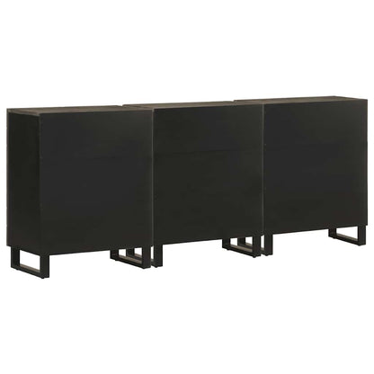 vidaXL 3 Piece Sideboards Black 60x33x75 cm Solid Wood Mango 6