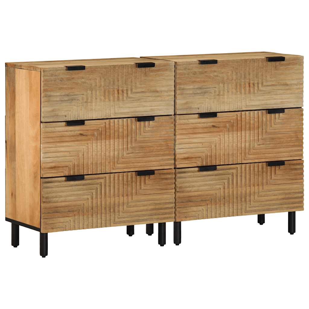 vidaXL Sideboards 2 pcs Brown 60x33x75 cm Solid Wood Mango 1