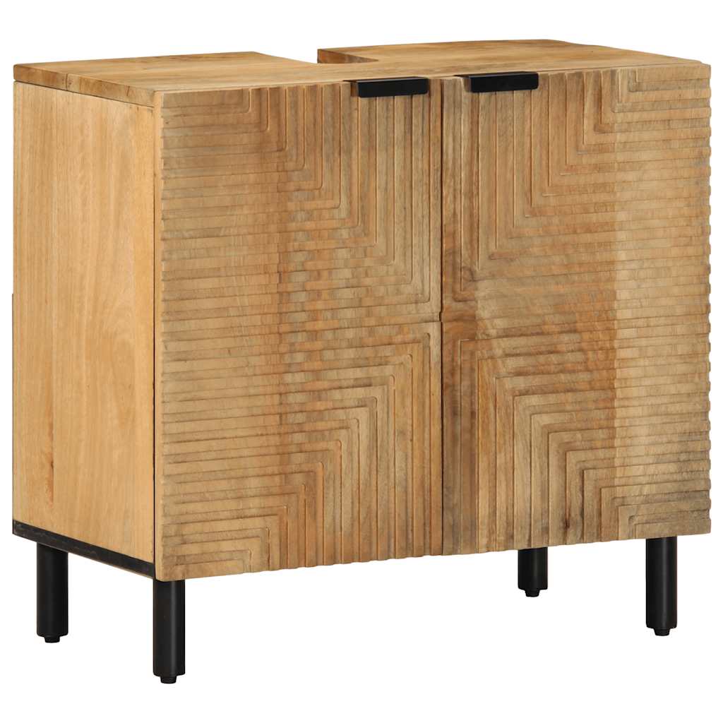 vidaXL 3 Piece Bathroom Furniture Set Brown Solid Wood Mango 3