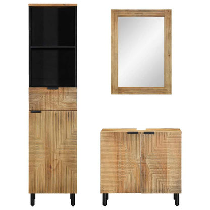 vidaXL 3 Piece Bathroom Furniture Set Brown Solid Wood Mango 6