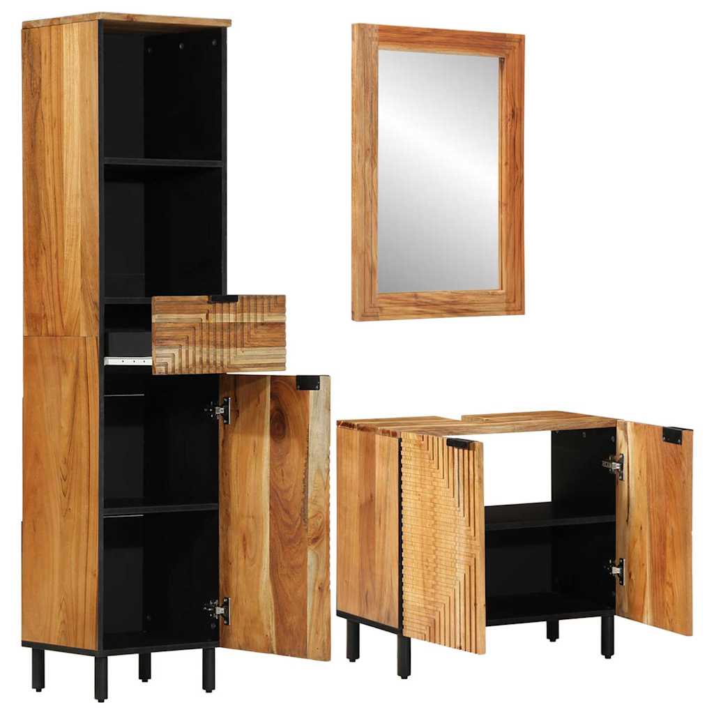 vidaXL Bathroom Cabinet Set 3 pcs Natural 38 x 33 x 160 cm 2
