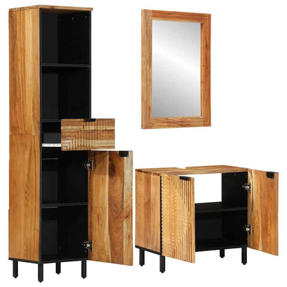 Bathroom Cabinet Set 3 pcs Natural 38 x 33 x 160 cm Solid acacia wood