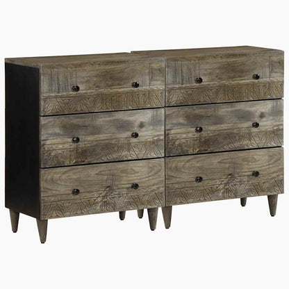 vidaXL Sideboards 2 pcs Light Grey 60x33.5x75 cm Solid Wood Mango 1