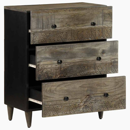 vidaXL Sideboards 2 pcs Light Grey 60x33.5x75 cm Solid Wood Mango 3