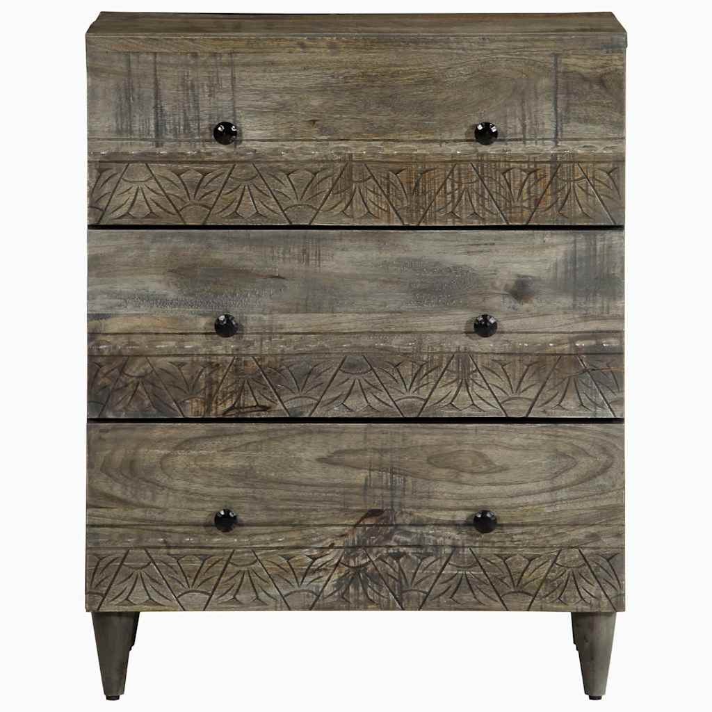 vidaXL Sideboards 2 pcs Light Grey 60x33.5x75 cm Solid Wood Mango 4