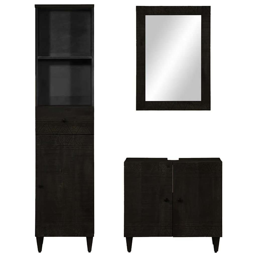 vidaXL 3 Piece Bathroom Furniture Set Solid Wood Mango 2