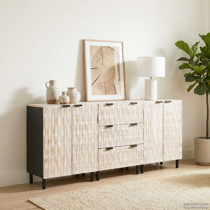 vidaXL Sideboard 3 pcs 60 x 33 x 75 cm Solid Mango Wood 1
