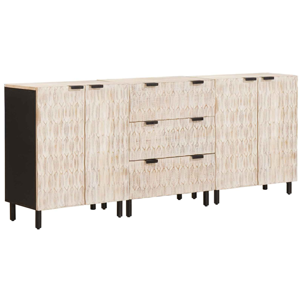 vidaXL Sideboard 3 pcs 60 x 33 x 75 cm Solid Mango Wood 2