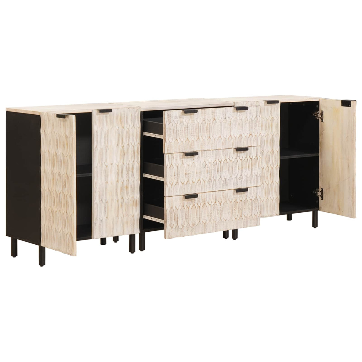 vidaXL Sideboard 3 pcs 60 x 33 x 75 cm Solid Mango Wood 3
