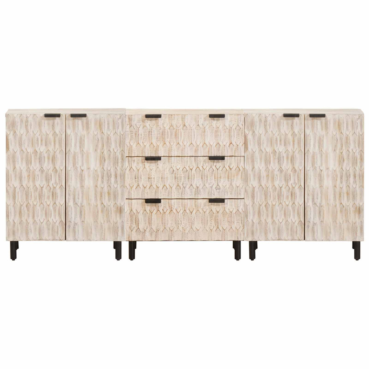 vidaXL Sideboard 3 pcs 60 x 33 x 75 cm Solid Mango Wood 6