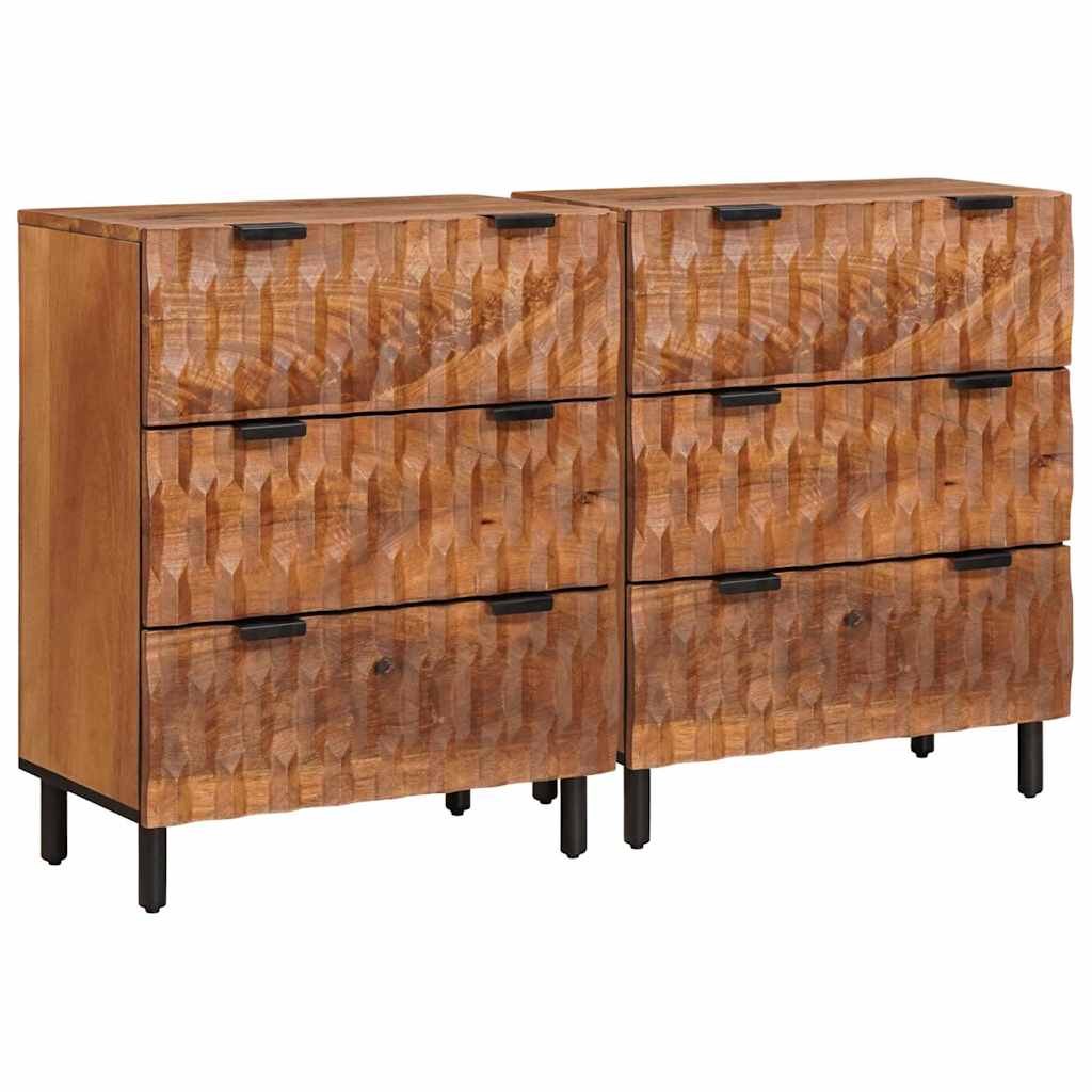 vidaXL Sideboard 2 pcs 60 x 33 x 75 cm Solid Mango Wood 1