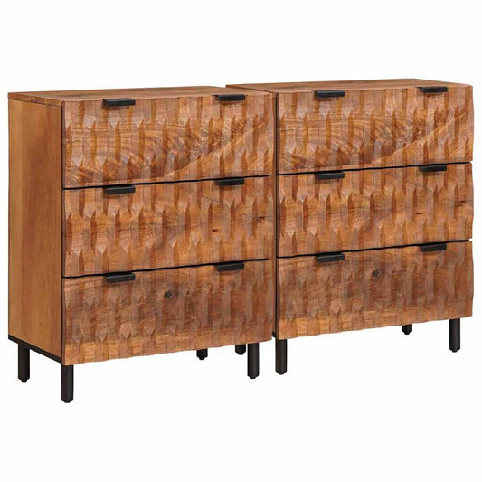 vidaXL Sideboard 2 pcs 60 x 33 x 75 cm Solid Mango Wood 1