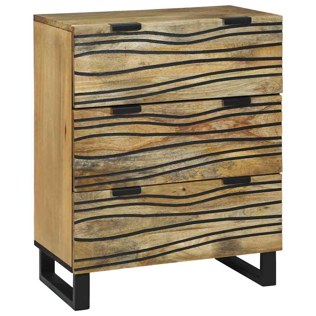 vidaXL Sideboard Set 3 pcs Natural Solid Mango Wood 4