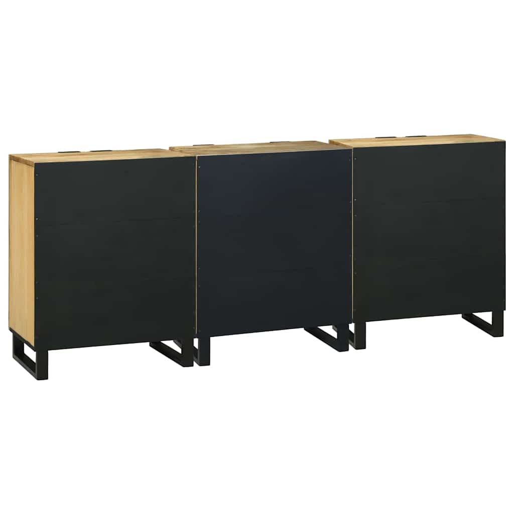 vidaXL Sideboard Set 3 pcs Natural Solid Mango Wood 6