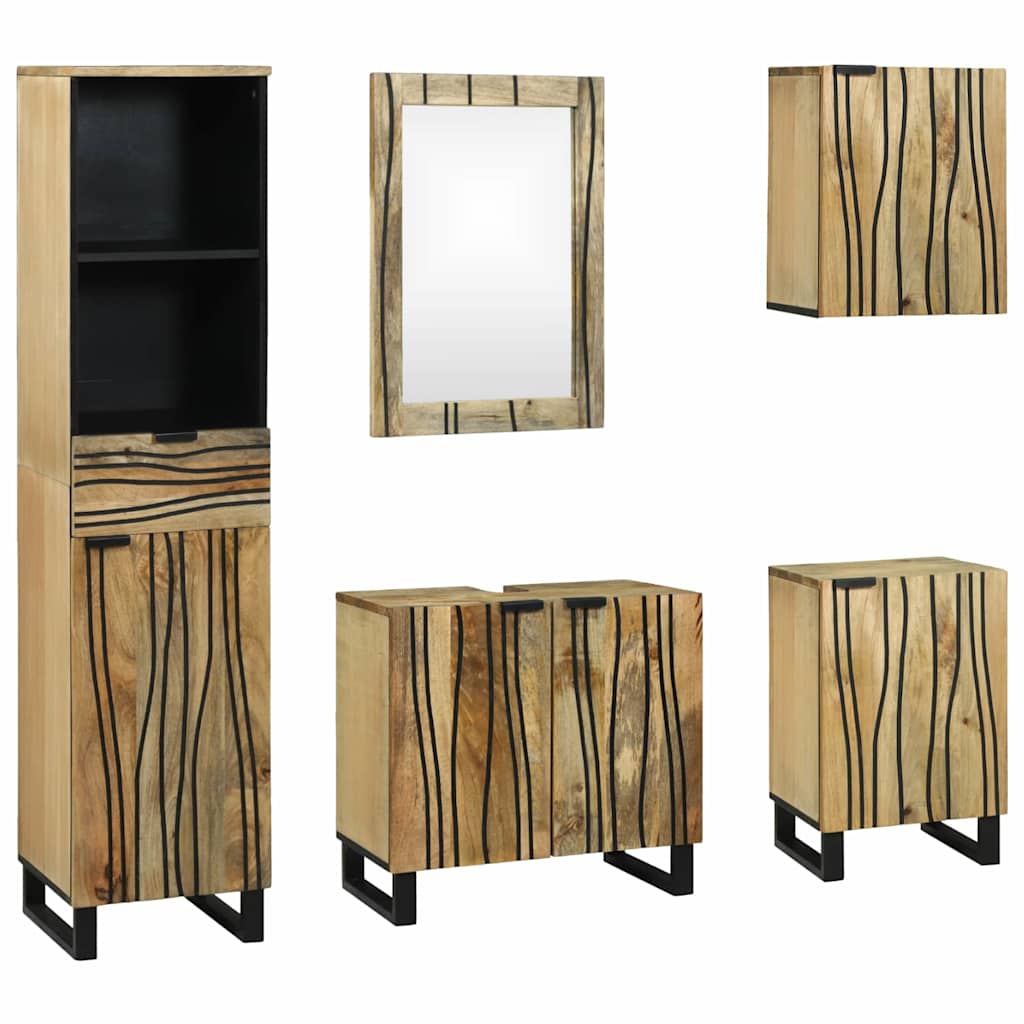 vidaXL Bathroom Furniture Set 5 pcs Natural Engineered Wood 1