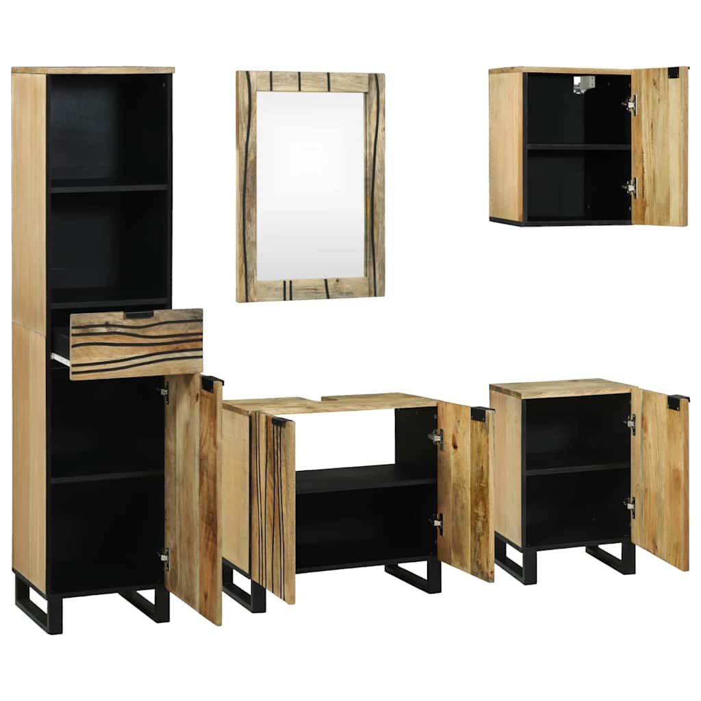 vidaXL Bathroom Furniture Set 5 pcs Natural Engineered Wood 2