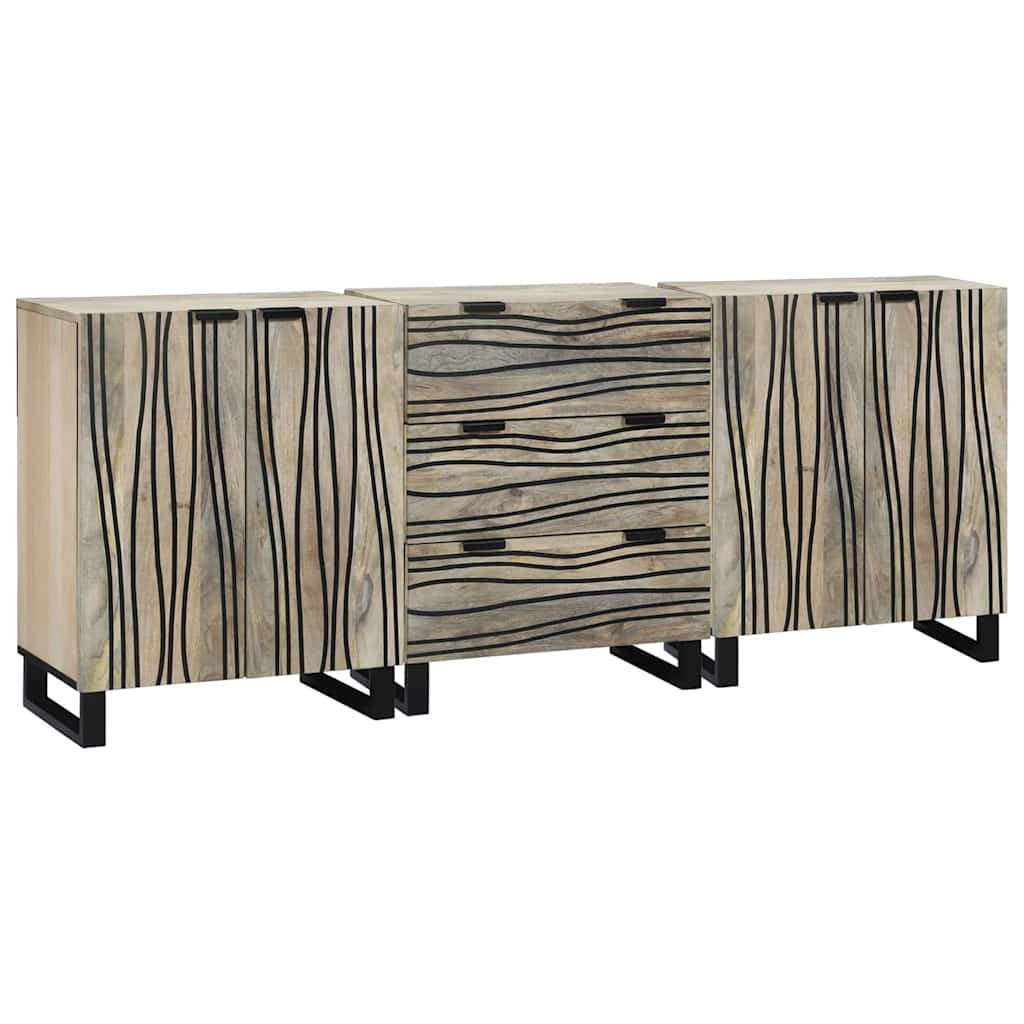 vidaXL Sideboard Set 3 pcs White Solid Mango Wood 1