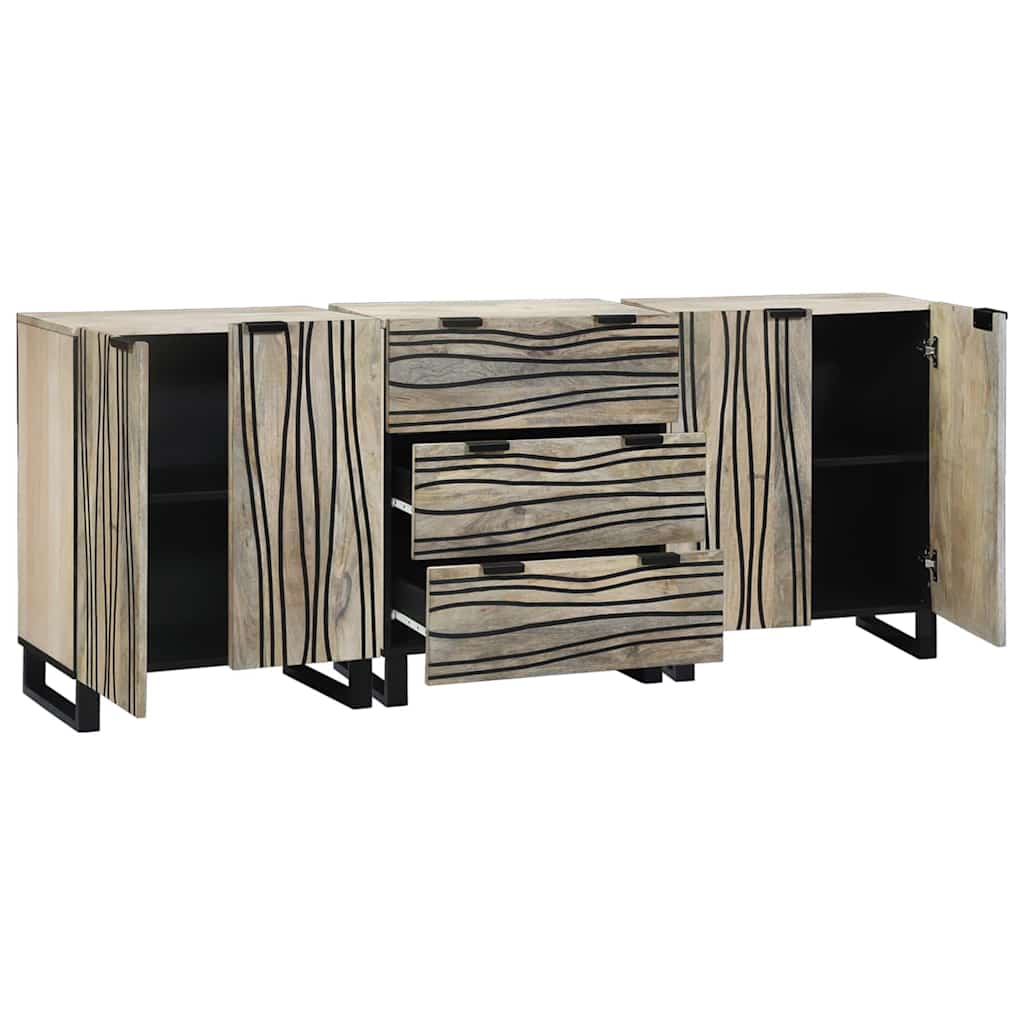 vidaXL Sideboard Set 3 pcs White Solid Mango Wood 2