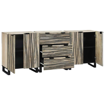vidaXL Sideboard Set 3 pcs White Solid Mango Wood 2