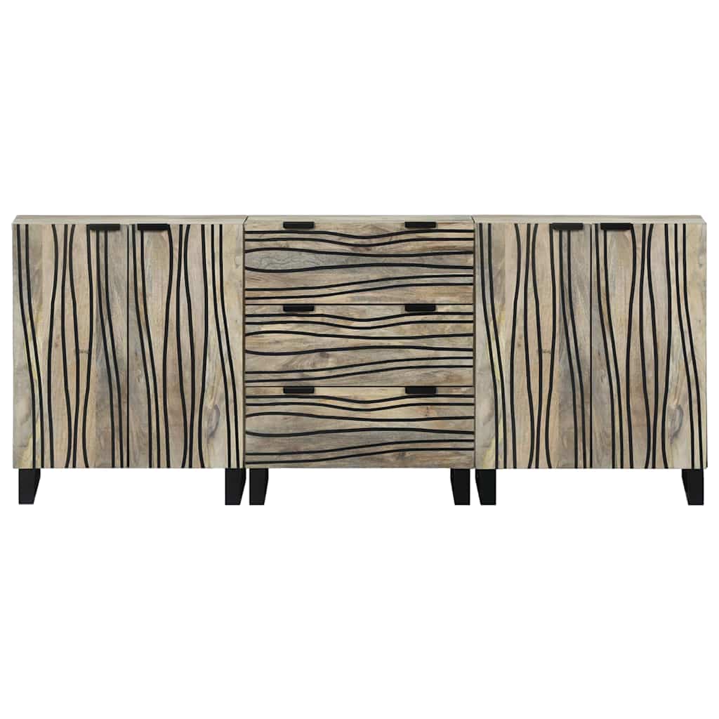 vidaXL Sideboard Set 3 pcs White Solid Mango Wood 5