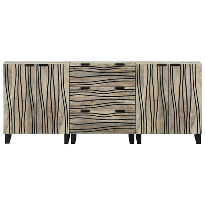 vidaXL Sideboard Set 3 pcs White Solid Mango Wood 5