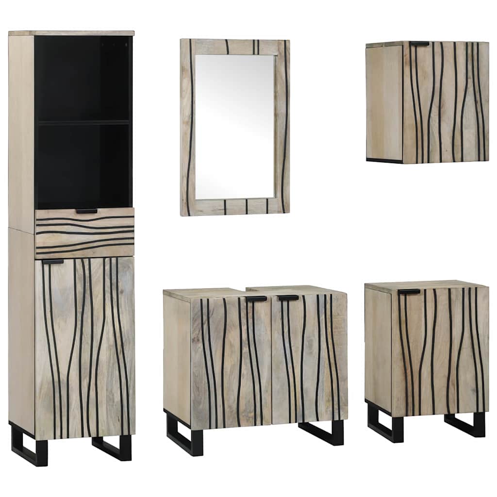 vidaXL Bathroom Furniture Set 5 pcs Walnut Brown Engineered Wood 1