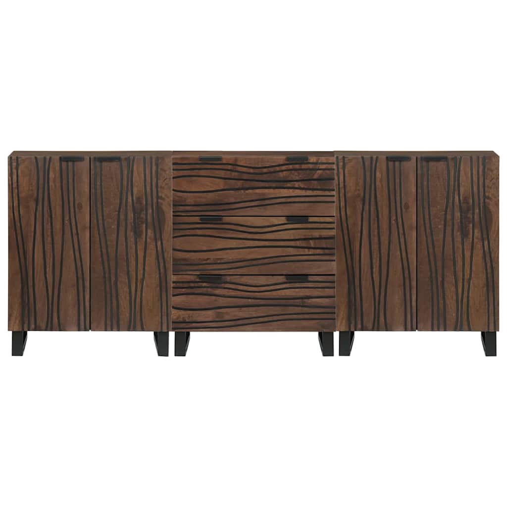 vidaXL Sideboard Set 3 pcs Brown Solid Mango Wood 5