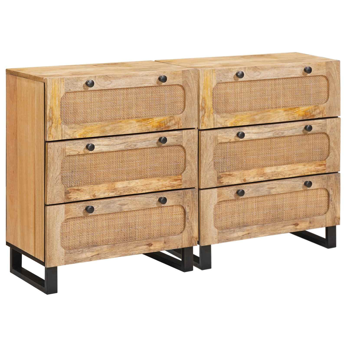 vidaXL Sideboard 2 pcs 60 x 33 x 75 cm Solid Mango Wood Brown 1