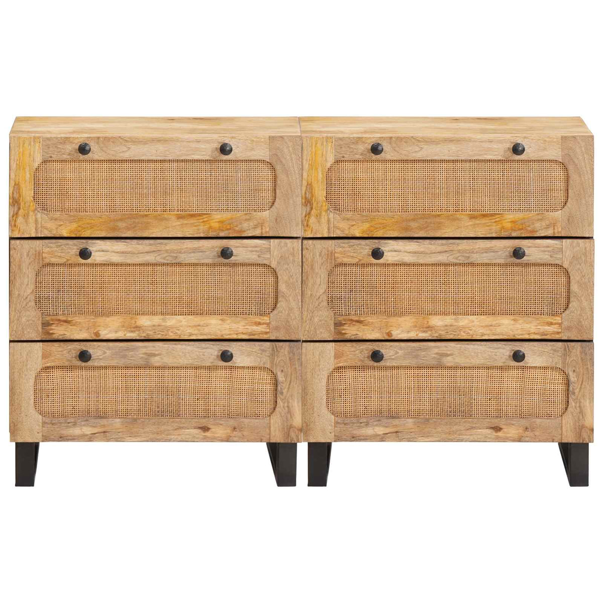 vidaXL Sideboard 2 pcs 60 x 33 x 75 cm Solid Mango Wood Brown 4