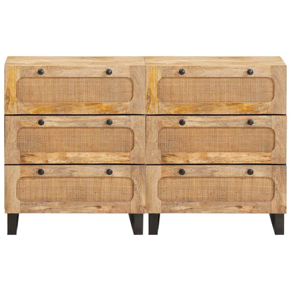 vidaXL Sideboard 2 pcs 60 x 33 x 75 cm Solid Mango Wood Brown 4