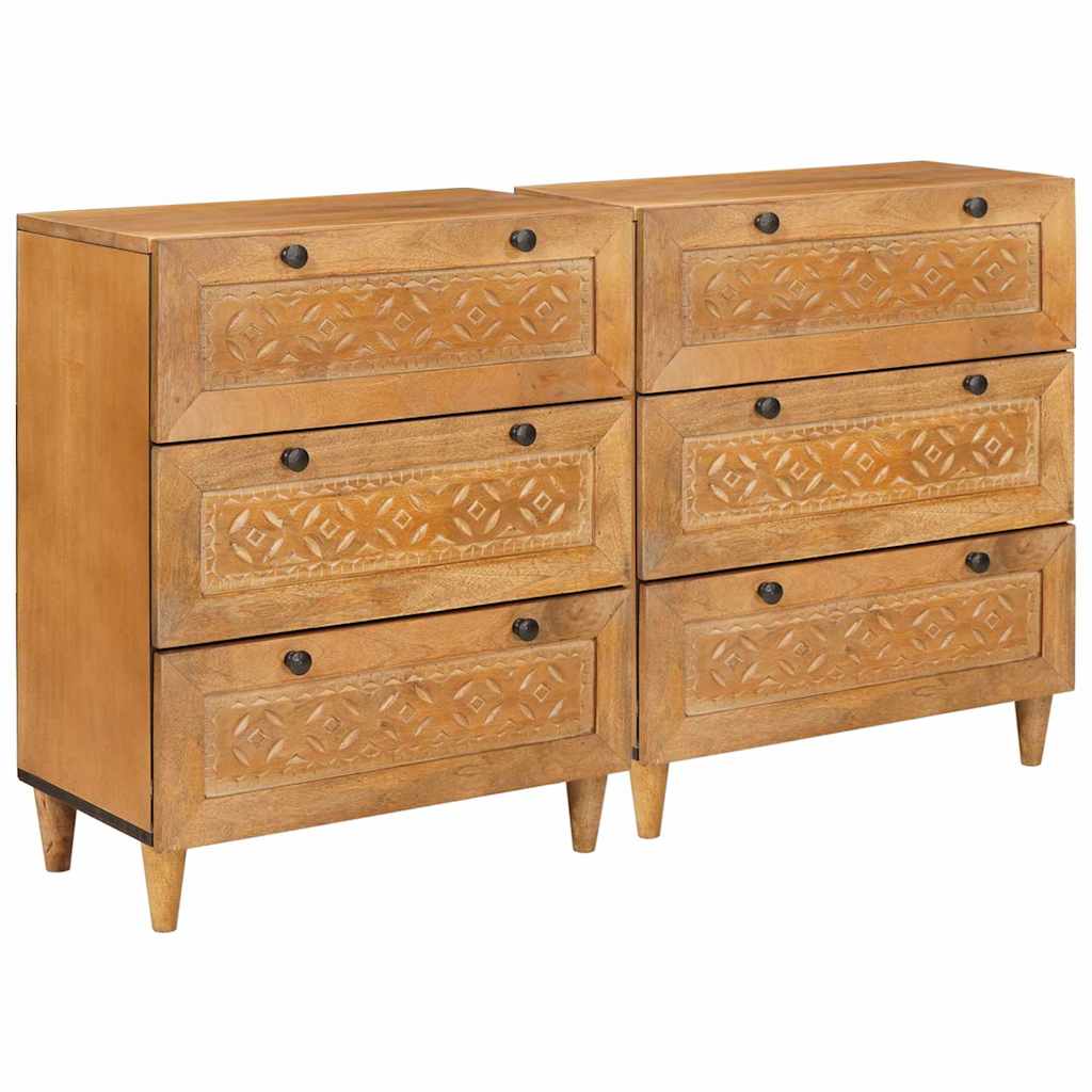 vidaXL Sideboard 2 pcs 120 x 33.5 x 75 cm Solid mango wood Brown 1